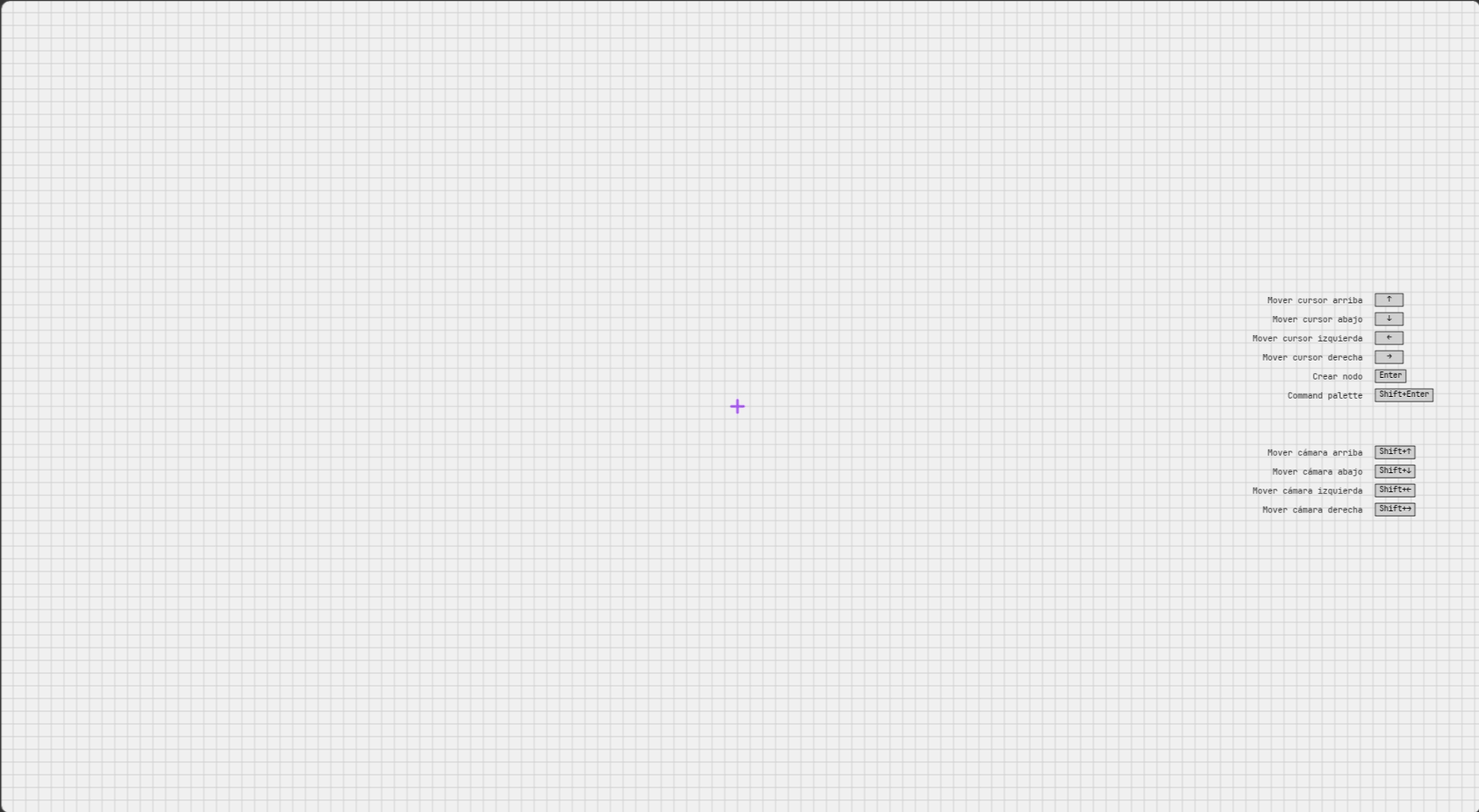 Demostración animada del editor de diagramas gyth: creación rápida de nodos en una cuadrícula de precisión usando atajos de teclado sin mouse